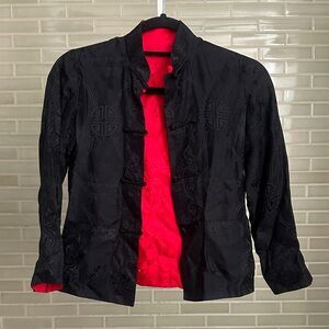 Reversible Black and Red Silk Jacket